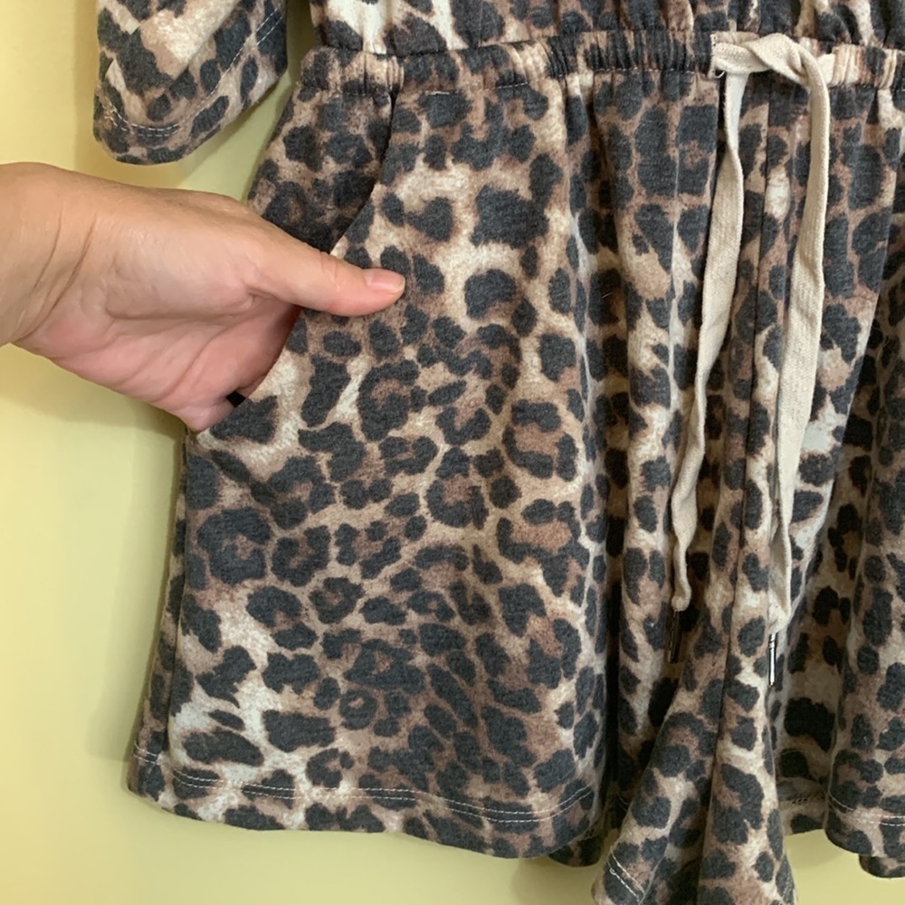 Ella Blue Leopard Relaxed Fit Loungewear Comfy Kimono One Piece Romper Shorts S - Picture 9 of 17